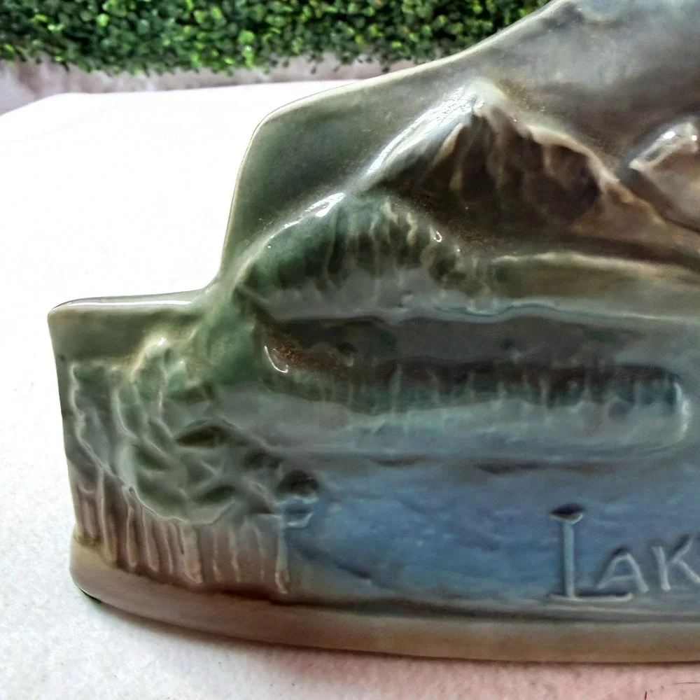 Vintage Ponderosa Ranch Lake Tahoe Decanter Nevada Blue Ceramic MCM Barware